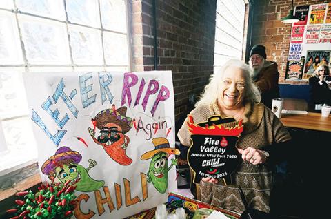 Photos by Nicole Wright/Staff Correspondent The first-place chili cook-off winner at Fire in the Valley was Paulette Smithmeyer of Let Er Ripp Again.