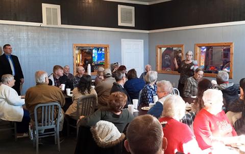 Photos by Anngee Quinones-Belian/Staff Correspondent  About 35 people met at Downtown Pizza in Murphy on Dec. 7 to discuss concerns about their communities and hear updates on projects already in the works.