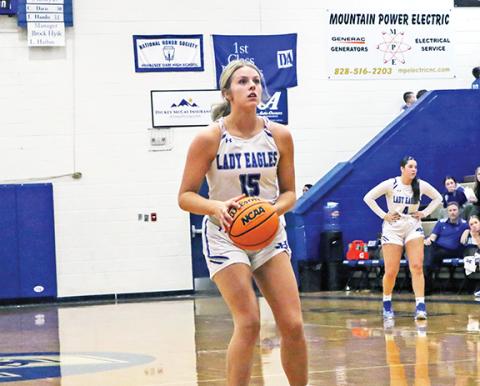 Photos by Cannon Crompton/sports@cherokeescout.com Olivia McNabb goes to the free-throw line, where she went 3-5 Thursday against Robbinsville.