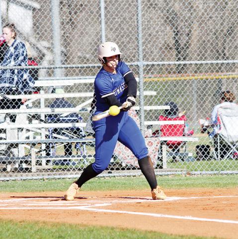 Cannon Crompton/ sports@cherokeescout.com Hiwassee Dam’s Brinkley Payne makes contact with the ball against Andrews on March 19.