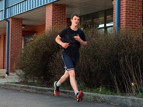 Cannon Crompton/sports@cherokeescout.com Hiwassee Dam’s Travis Allen works on distance running at practice on March 12.