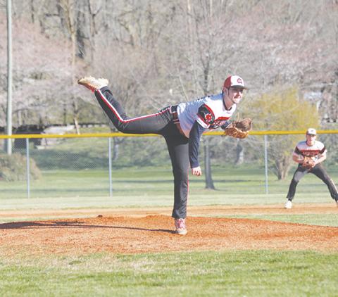 Photos by Cannon Crompton/sports@cherokeescout.com Andrews’ pitcher Ethan Sutton shows his form on the mound during his win on March 19.