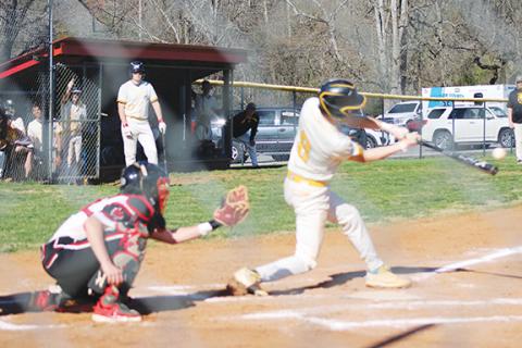 J.R. Carroll/Staff Correspondent Murphy’s Aayden Williams bats as Tucker Sharp catches for Andrews on March 26.