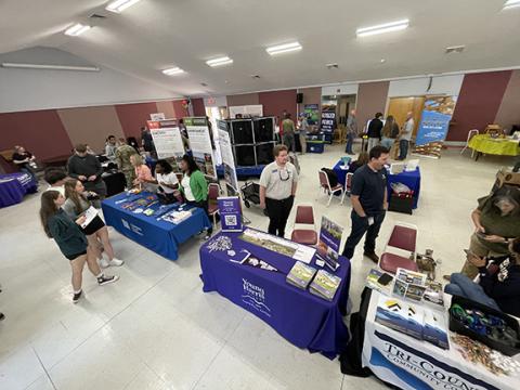 Randy Foster/editor@cherokeescout.com More than 30 private sector businesses, government offices, law enforcement and military recruiters participated Thursday in a career day for Cherokee County’s career and technical education students.