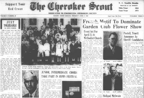 This is the front page of the April 17, 1958, edition of the Cherokee Scout, which was 66 years ago today.