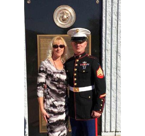 Nicole Wright/Staff Correspondent Lorrie Rooney with her son, Staff Sgt. Alan Rooney of the U.S. Marine Corps. after one of his deployments to Afghanistan. Alan took his life in November 2020. His mother honors him in her role as new director of the local nonprofit Warriors Veteran Outreach.