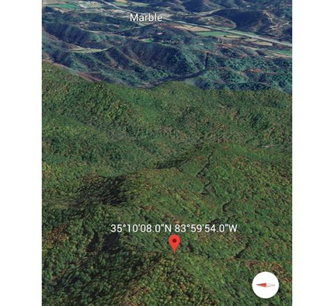 This satellite image from Google Earth shows the proposed Will High Top summit, foreground, with Marble to its east.