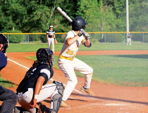 J.R. Carroll/Staff Correspondent Murphy’s Alex Roldan as he was about to deliver a walk-off RBI single against Robbinsville on Thursday. 