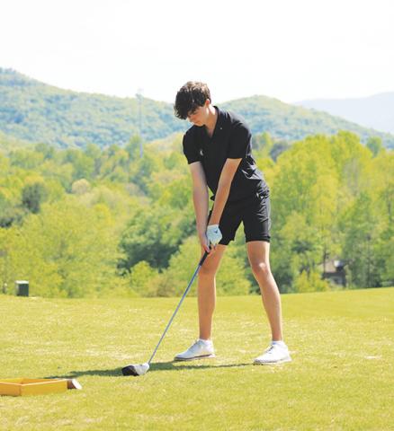 J.R. Carroll/Staff Correspondent Murphy’s Brady Golden tees off at Mountain Harbour Golf Club in Hayesville on May 6.