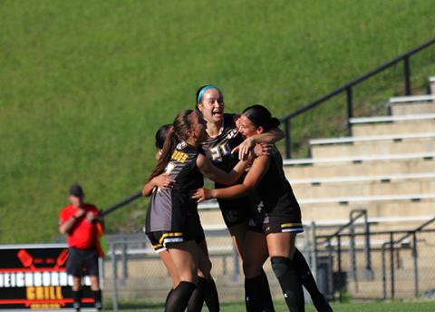 Cannon Crompton/sports@cherokeescout.com Lailee Holloway celebrates her 101st goal in her high school career with her teammates in the match against Swain County on May 2. 