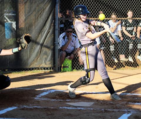 J.R. Carroll/Staff Correspondent Murphy’s Emma Laney fouls one off against Robbinsville on Thursday. 