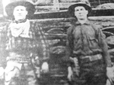 This photo of Jim Rose (right) and Cotton McGuire is likely from the period when Rose was hired to help protect the game on the Hooper Bald hunting lodge property.