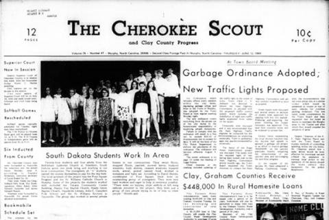 This is the front page of the June 12, 1969, edition of the Cherokee Scout, which was 55 years ago today.