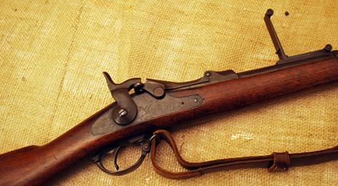 The author’s trapdoor Springfield rifle passed down through four generations of Voyles descendants, bearing the family attribution of once being owned by the legend Jim Rose.