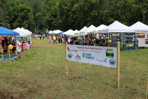 Photos by Jessica Webb/Smoky Mountain Times The Nantahala Community Development Club held its inaugural Arts & Crafts Festival on Saturday near the Nantahala River rafting launch site at the corner of U.S. 19/74 and Wayah Road. The event could easily be called a success, as the organization used its central location to draw from surrounding communities like Andrews, Bryson City, Franklin, Hayesville and Murphy. There was a steady flow of people visiting the tents that included a variety of handcrafted goods