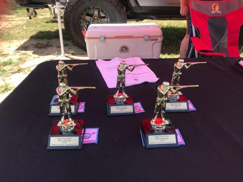 The trophies at the Know Your Limits Rifle Challenge lined up and ready to be won on June 23. 