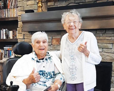 Anngee Quinones-Belian/Staff Correspondent  Dolores Maresca and Dorothy Graczyk are not only friends, but winners of a writing contest about staying connected. May is Older Americans Month, and local seniors were encouraged to share stories through Cherokee County Department of Social Services. The two ladies received gifts and recognition for their entries while at Murphy Rehab & Nursing Center in Peachtree on June 19.