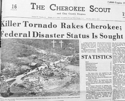 This is the front page of the April 11, 1974, edition of the Cherokee Scout, which former and current staff members still talk about.