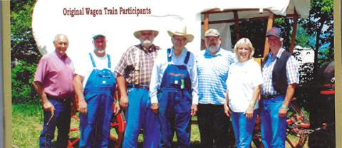 This picture was taken on the 50th Anniversary of the Western North Carolina Wagon Train in 2007. Shown (from left) are Dick Higdon, Tony Burrell, Steve Mintz, Jack Mintz, Margaret Wilson and Donald Ray Luther.