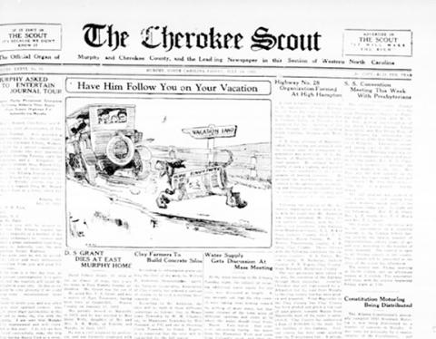 This is the front page of the July 24, 1925, edition of the Cherokee Scout, which was 99 years ago today.