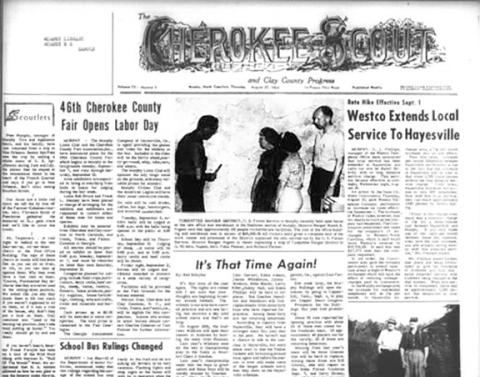 This is the front page of the Aug. 27, 1964, edition of the Cherokee Scout, which was 60 years ago this week.