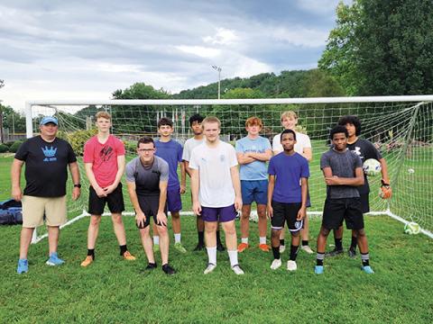 Cannon Crompton/sports@cherokeescout.com This is the 2024 Tri-County Early College boys soccer team. Front row (from left): Landen McCoy, Hayden Blanton, Daniel Bickman and Joshua Bickman. Back row (from left): Head coach Chris Blanton, Mason Gaither, Mason Smith, Jacob Gonzalez-Machorro, Andrew White, Landen Spies and Julian Arvizu. Not pictured: Aiden Cales, William Boyd, Elias Diaz-Menchu, Hunter Carpenter, Nathan Downs, Connor Arrowood and assistant coach Everardro Diaz.