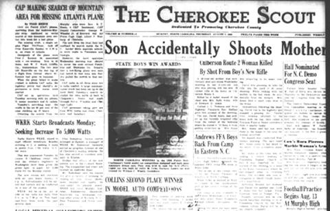 This is the front page of the Aug. 7, 1958, edition of the Cherokee Scout, which was 66 years ago today.