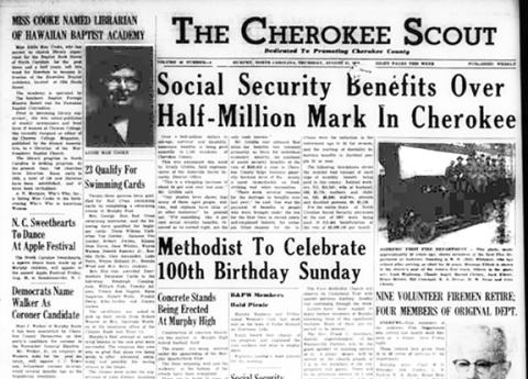 This is the front page of the Aug. 21, 1958, edition of the Cherokee Scout, which was 66 years ago today.