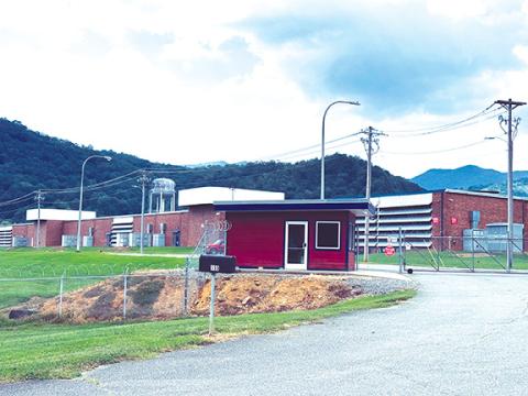 The front entrance to Core Scientific’s data center off of Palmer Lane in Marble on Friday. 