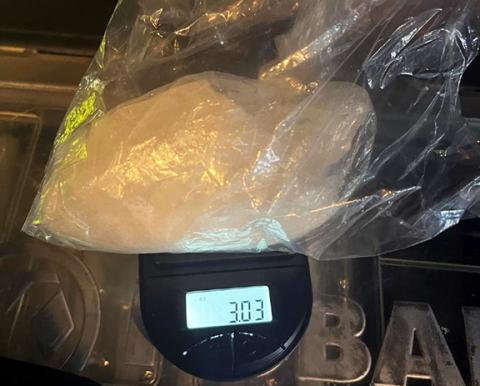 Left: A search of one car Friday allegedly revealed 3.03 ounces of a substance that field-tested positive for methamphetamine. Right: A search of another car Sunday revealed a quantity of meth and 6.3 grams of a substance that tested positive for pure fentanyl.