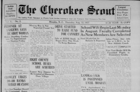This is the front page of the Aug. 12, 1937, edition of the Cherokee Scout, which was 87 years ago this week