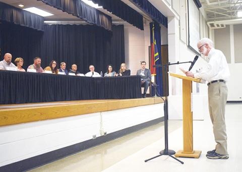 Randy Foster/editor@cherokeescout.com Dr. Brian Mitchell, a former school board member, suggested the school district adopt an open-enrollment strategy.