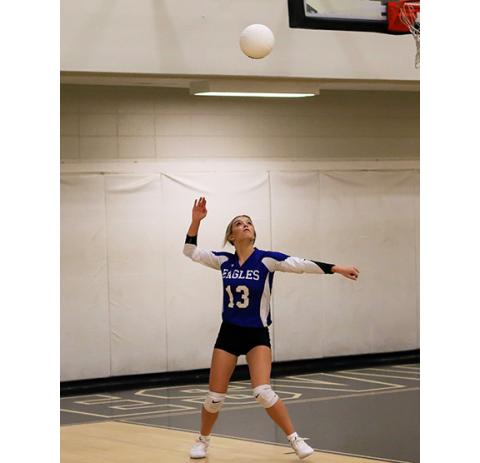 Cannon Crompton/ sports@cherokeescout.com Brooklyn Hyde serves vs. Hayesville on Thursday.