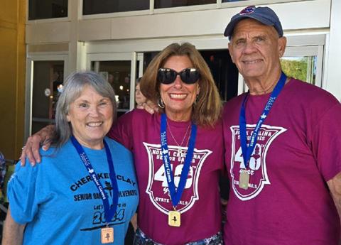 Jane Birchfield, Michele Preisser and Gary Preisser, (from left) who went to the Raleigh area for the Senior Games State Finals.