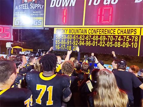 Kristi Cook/Contributing Photographer The Murphy Bulldogs added another number to the scoreboard by winning the 2024 Smoky Mountain Conference championship Friday night.