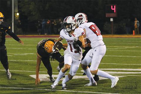 Cannon Crompton/sports@cherokeescout.com Kelby Waldroup of Andrews runs the ball against Cherokee on Oct. 11. Waldroup rushed over 100 yards this season and averaged just over 10 yards per carry.