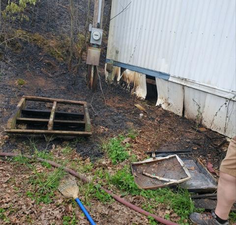 A small pile of burning leaves quickly got out of control, causing a brush fire and damaging a mobile home. The home could have easily been destroyed. 