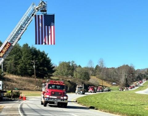 Olivia McNabb/Contributing Photographer Fire trucks from different departments traveled to the Culberson Fire Department on Nov. 16 in a show of love and respect for a fellow firefighter who passed away Nov. 1.