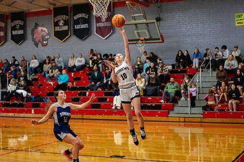Cannon Crompton/sports@cherokeescout.com Kylie Donaldson of Andrews goes up for a layup against Summit Charter on Dec. 4.