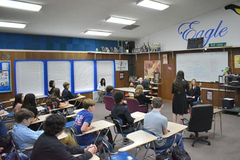 Bill Belian/Contributing Photographer  A public safety class at Hiwassee Dam High School on Nov. 14 kept the interest of students throughout a mock trial for second-degree murder.