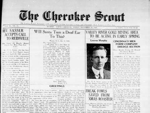 This is the front page of the Dec. 14, 1928, edition of the Cherokee Scout, which was 96 years ago this week.