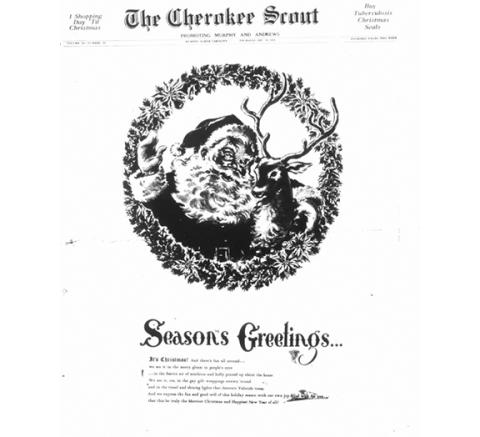 This is the front page of the Dec. 24, 1953, edition of the Cherokee Scout, which was 71 years ago this week.