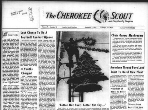 This is the front page of the Dec. 2, 1965, edition of the Cherokee Scout, which was 59 years ago this week.