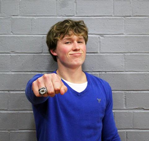 Photos by Bre Woodard/Staff Correspondent Andrews High School student-athletes O’Malley Salinas (left) and Logan Shuler (right) were recognized on Dec. 20 for their outstanding athletic achievements and received their state championship rings. Salinas won the 1A state championship in cross country, while Shuler won the 1A state championship in high jump.