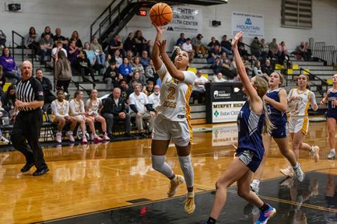 Cannon Crompton/sports@cherokeescout.com Ilie Smith of Murphy drives to make a layup against Summit Charter on Thursday.