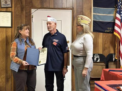Ann Williams, a teacher at Andrews Middle School, was named District Teacher of the Year by Veterans of Foreign Wars during a ceremony Friday in Franklin, with her family on hand. She was previously named County Teacher of the Year by VFW Post 7620 in Andrews. She received a certificate thanking her for “promoting citizenship education in your classroom and school,” a Challenge Coin and $100, plus her nomination will now be considered at the state level. One parent called Williams “a strong woman who makes 