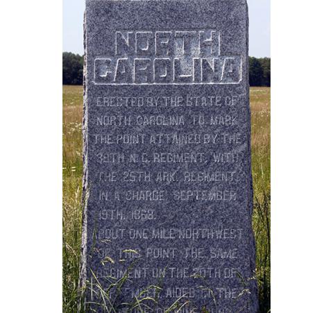 This monument to the 39th North Carolina Infantry stands today at the Chickamauga National Battlefield just south of Chattanooga, Tenn.