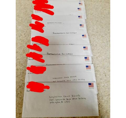 Aiden McCoy Williams/Staff Correspondent Letters to local, state and national government representatives were mailed out on Dec. 4 as part of a class project created by Andrews High School teacher Reagan Lindsay.