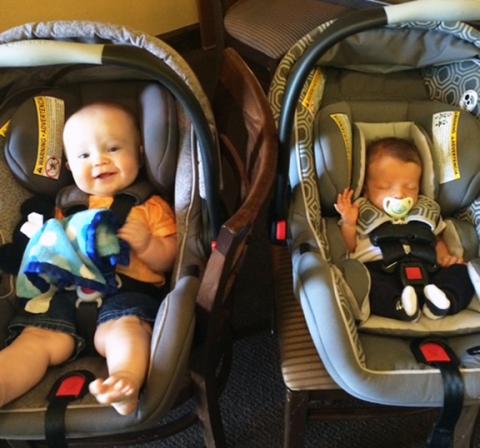 Mason Lovingood is six months older than Ralston Hogsed, but is shown here already heartily enjoying their friendship as babies.