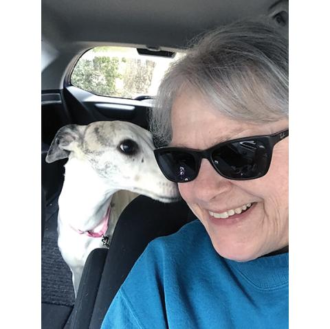 Drucie Turner takes a selfie with her beloved dog, Rumor.